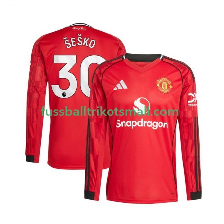 Fußballtrikots Manchester United Benjamin Sesko 30 2025-2026 Langarm Heimtrikotsatz kaufen